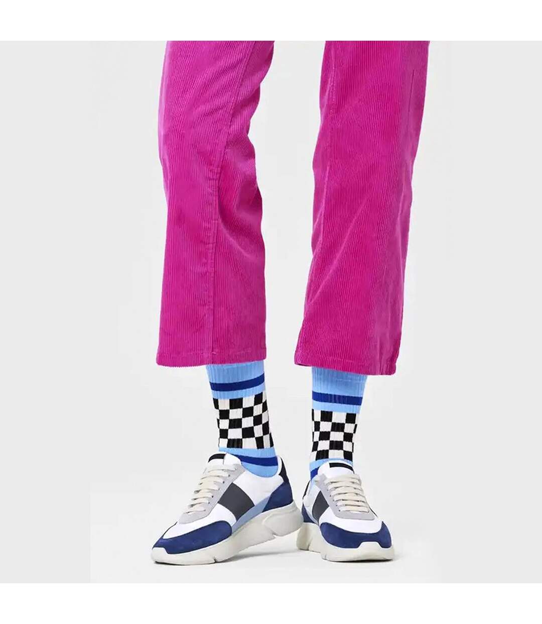 1 Pack Checked Stripe Sneaker Socks for Men and Women-3