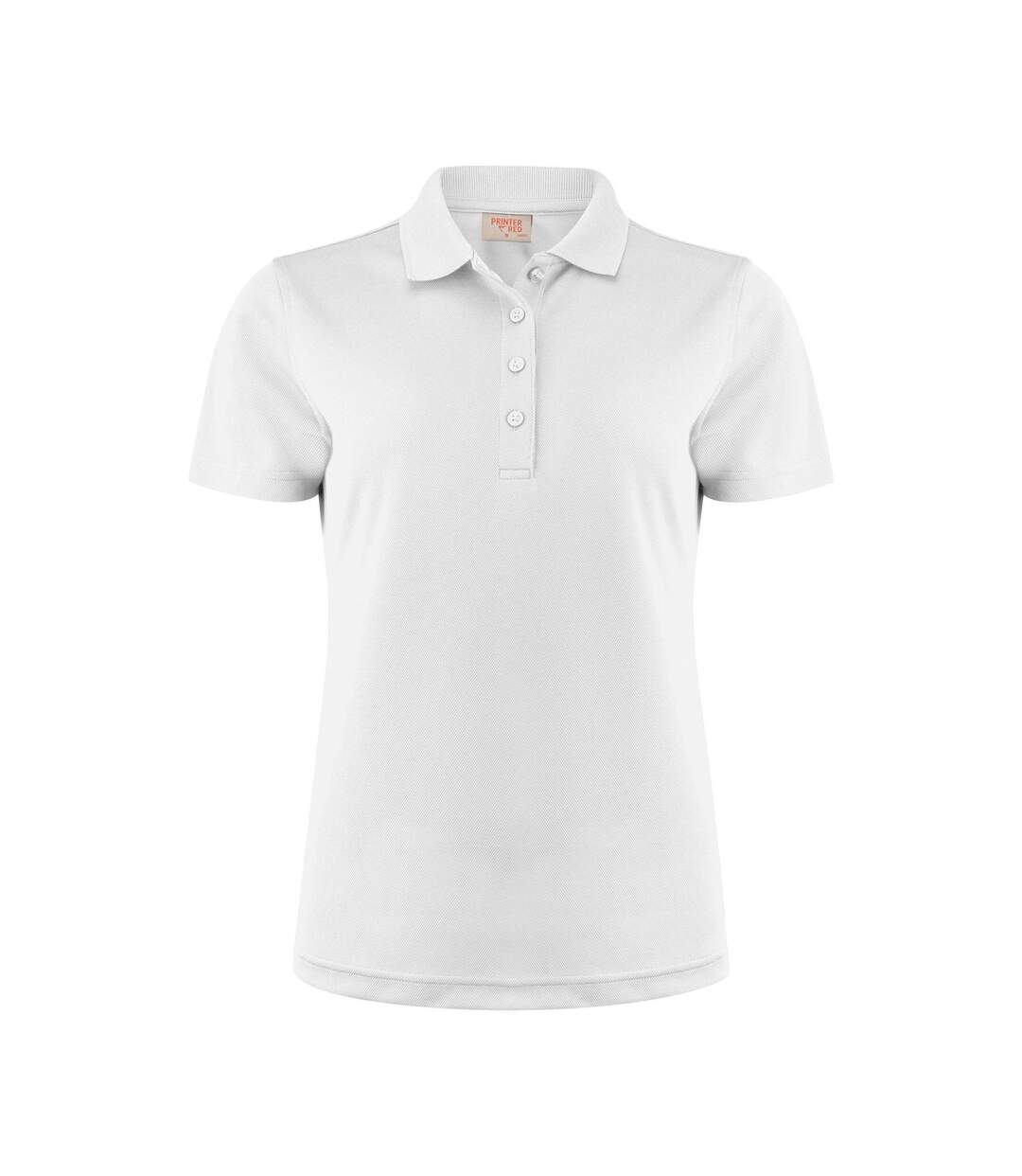 Womens/ladies Smash Polo Shirt White Printer RED-1
