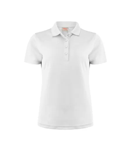 Womens/ladies Smash Polo Shirt White Printer RED