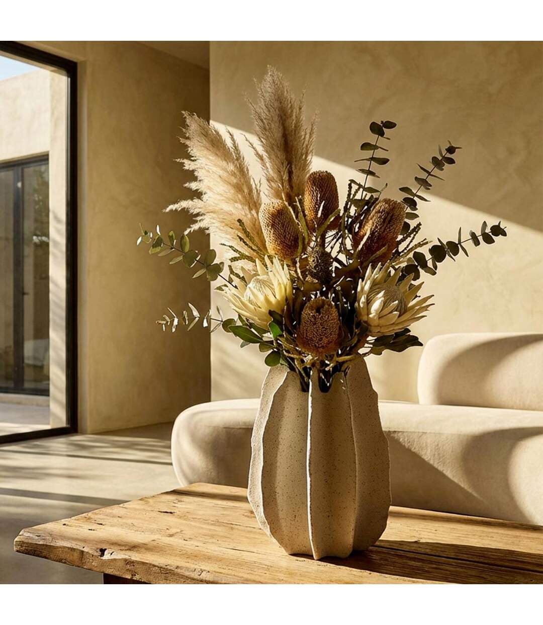 Vase Design en Résine Ester 40cm Blanc-4