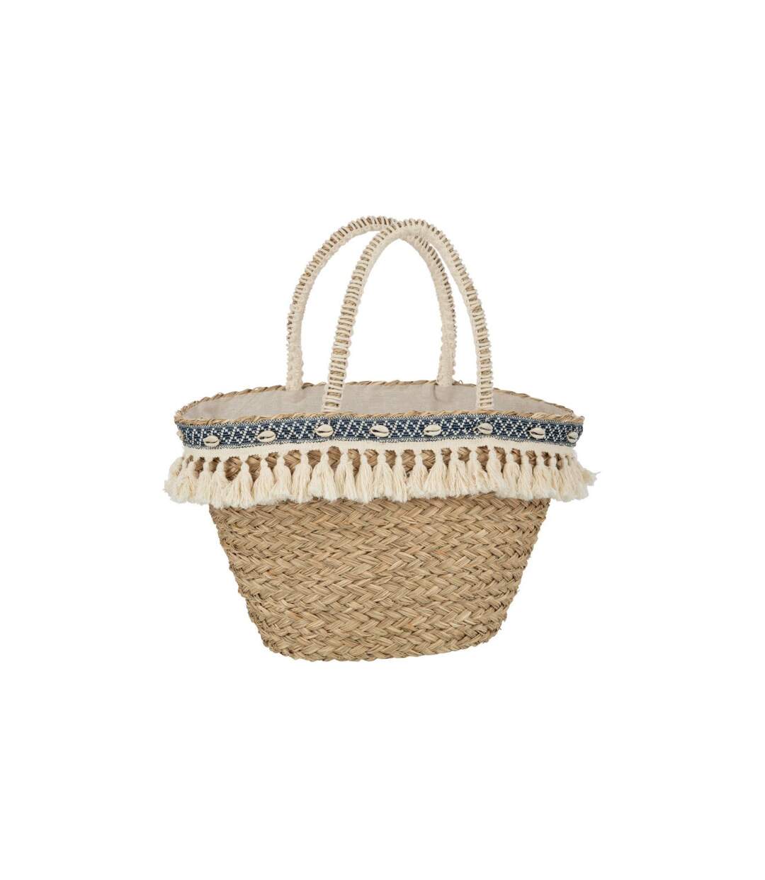 Sac de Plage Avec Franges Santorin 58cm Naturel-1