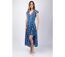 Robe mi-longue fendue en viscose LOLITA  motif estival bleu Coton Du Monde-2