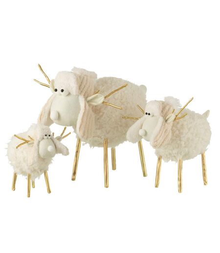 Statuette Déco Renne Bonnet 34cm Crème