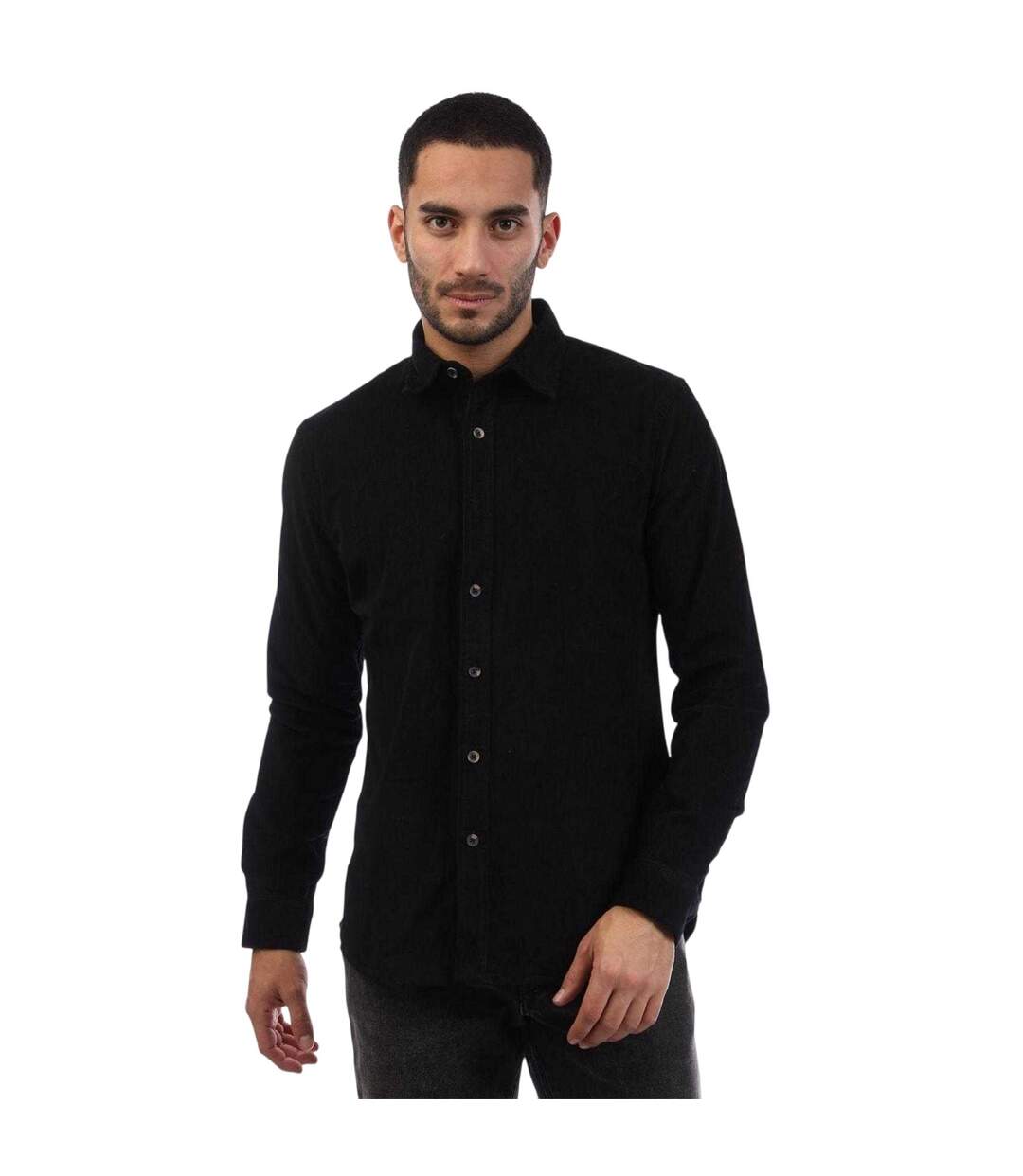 Mens Feekes Cotton Regular Shirt Black Peter Werth-1
