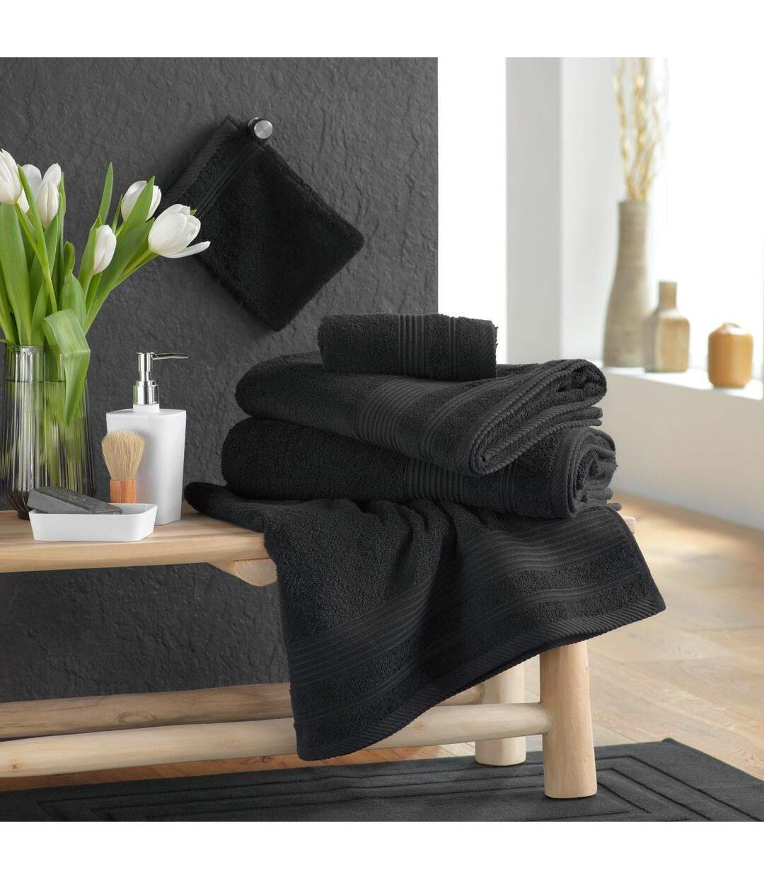 Drap de Bain Tendresse 90x150cm Noir-2