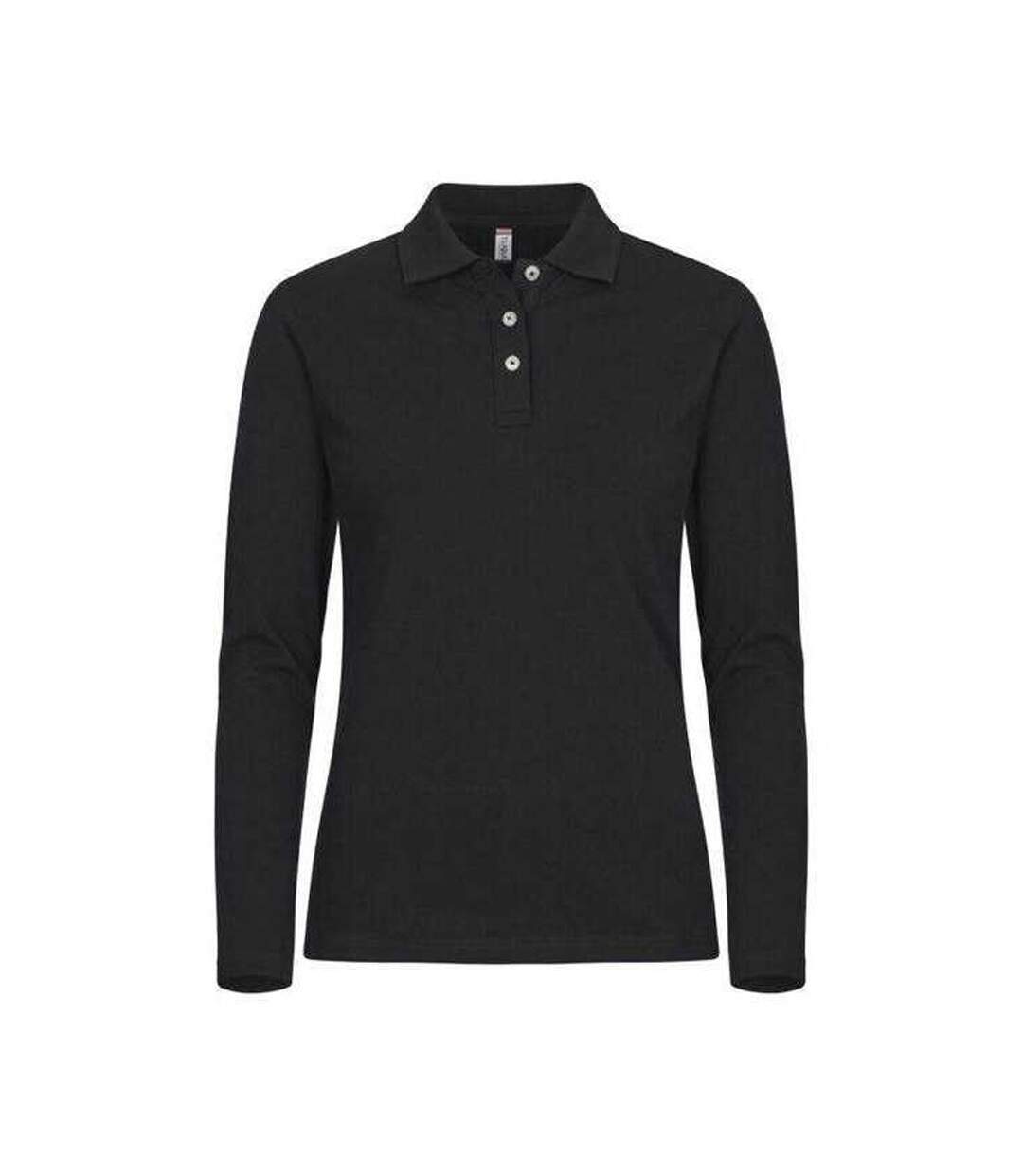 Polo Manches Longues Premium Femme Noir Clique-1