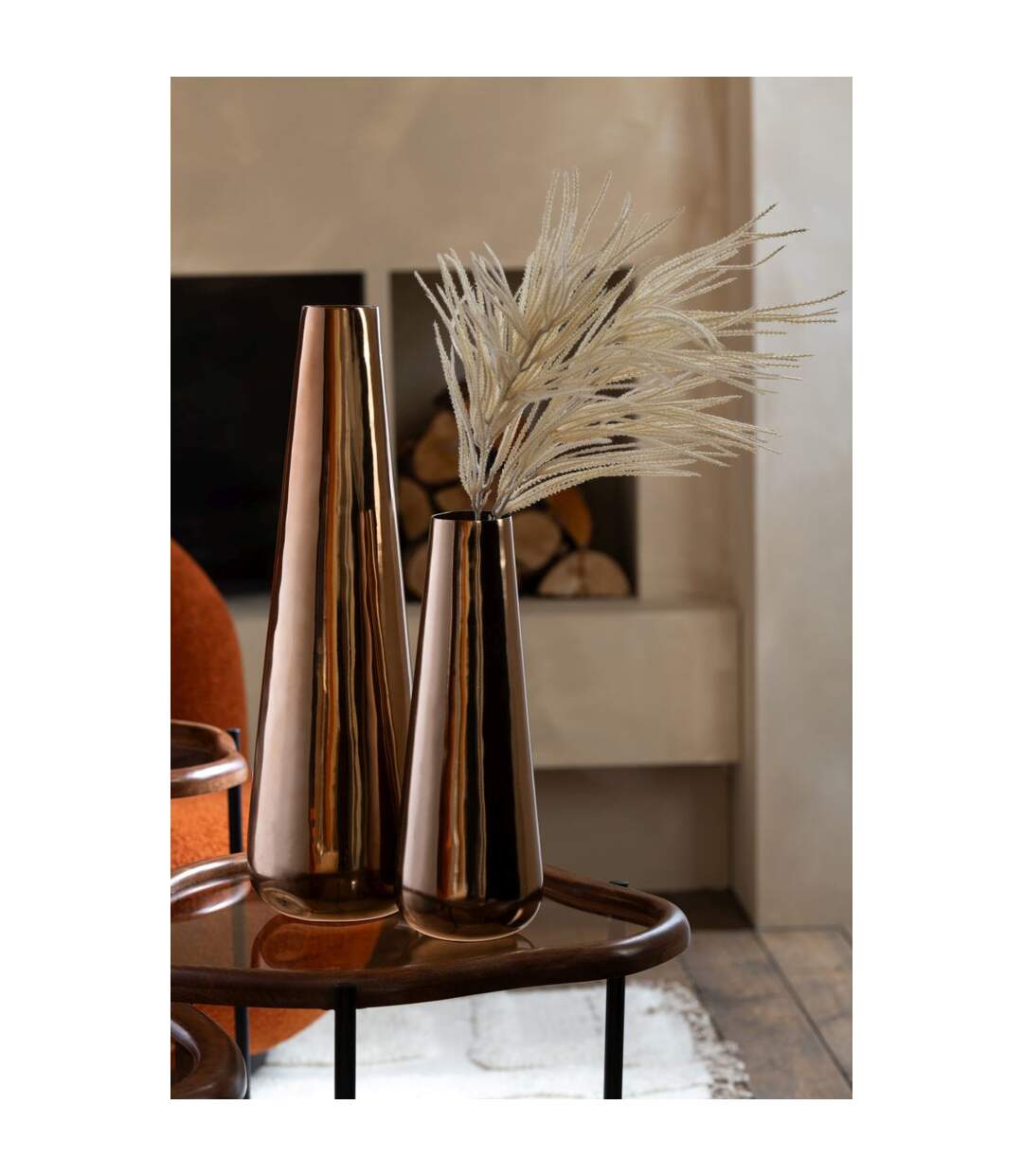 Vase Design en Métal Moses 60cm Rose Doré-3