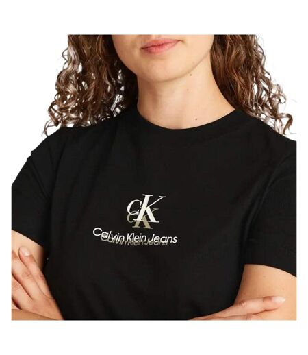 T-Shirt noir femme calvin klein jeans shadow graphic - l