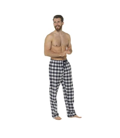 Mens checked lounge pants black Foxbury