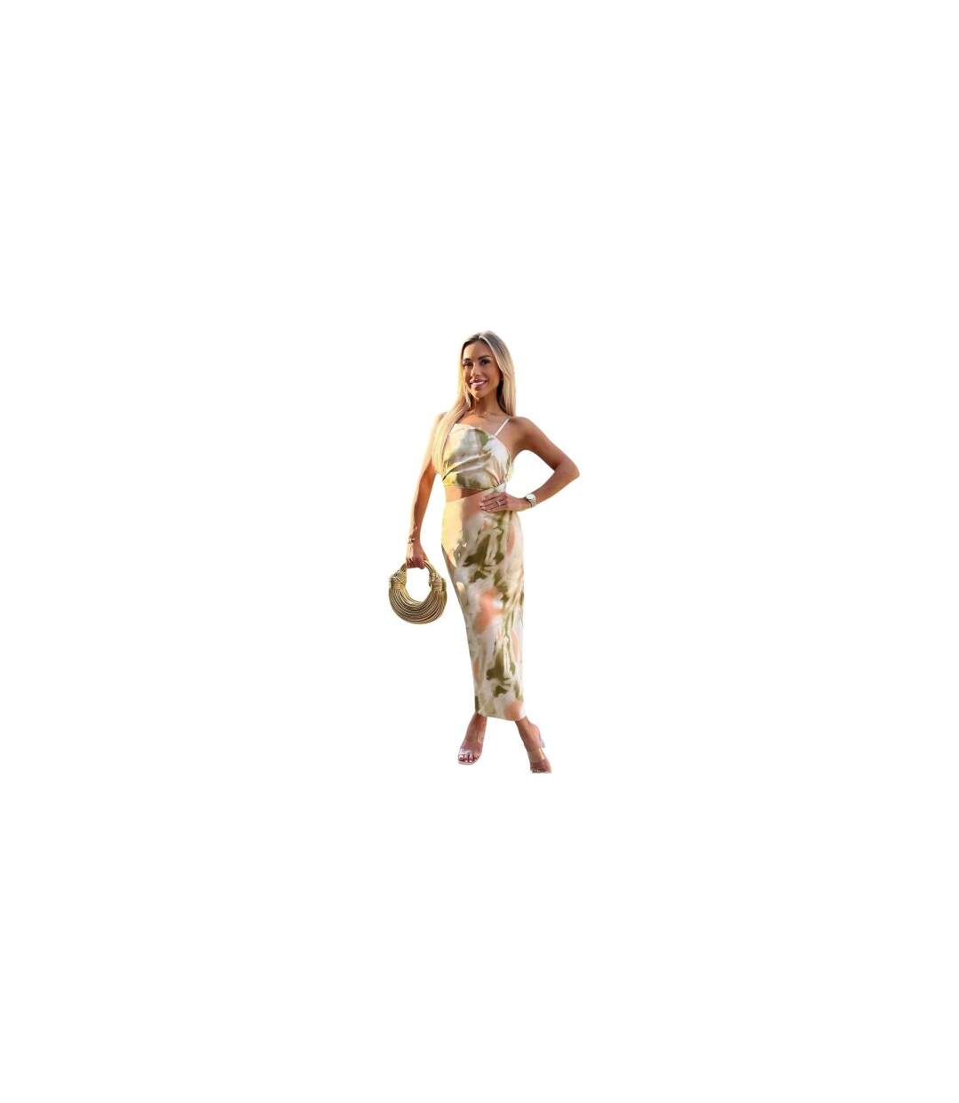 Womens/ladies Marble Polyester Asymmetric Cut Out Midi Dress Multicoloured AX Paris-1
