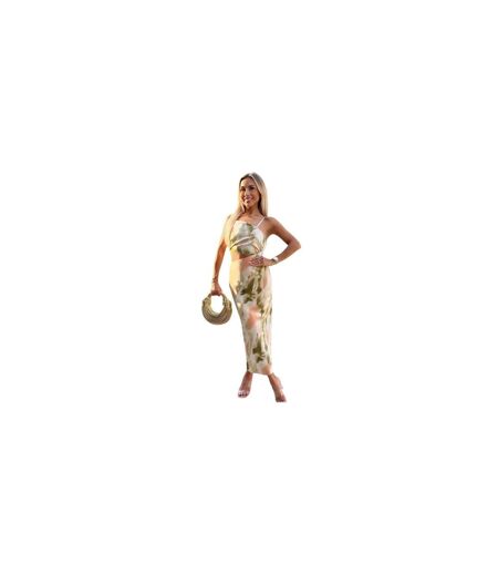 Womens/ladies Marble Polyester Asymmetric Cut Out Midi Dress Multicoloured AX Paris