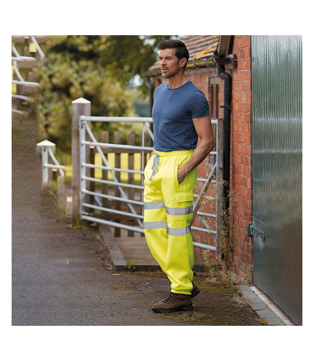 Pantalon de sport haute visibilité homme jaune Yoko-2