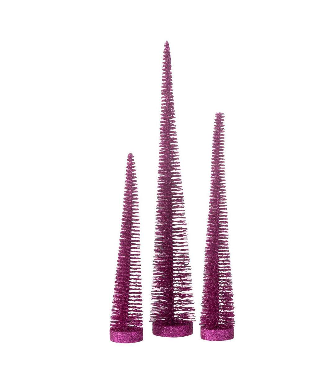 Lot de 3 Sapins de Noël Déco Paillettes 40cm Fuchsia-1