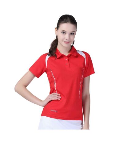 Womens/ladies Team Spirit Polo Shirt Red White Spiro