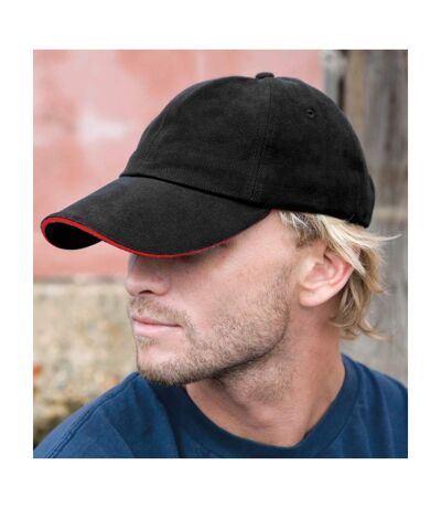Core Unisex Adults Memphis Sandwich Peak Cap Black Red Result