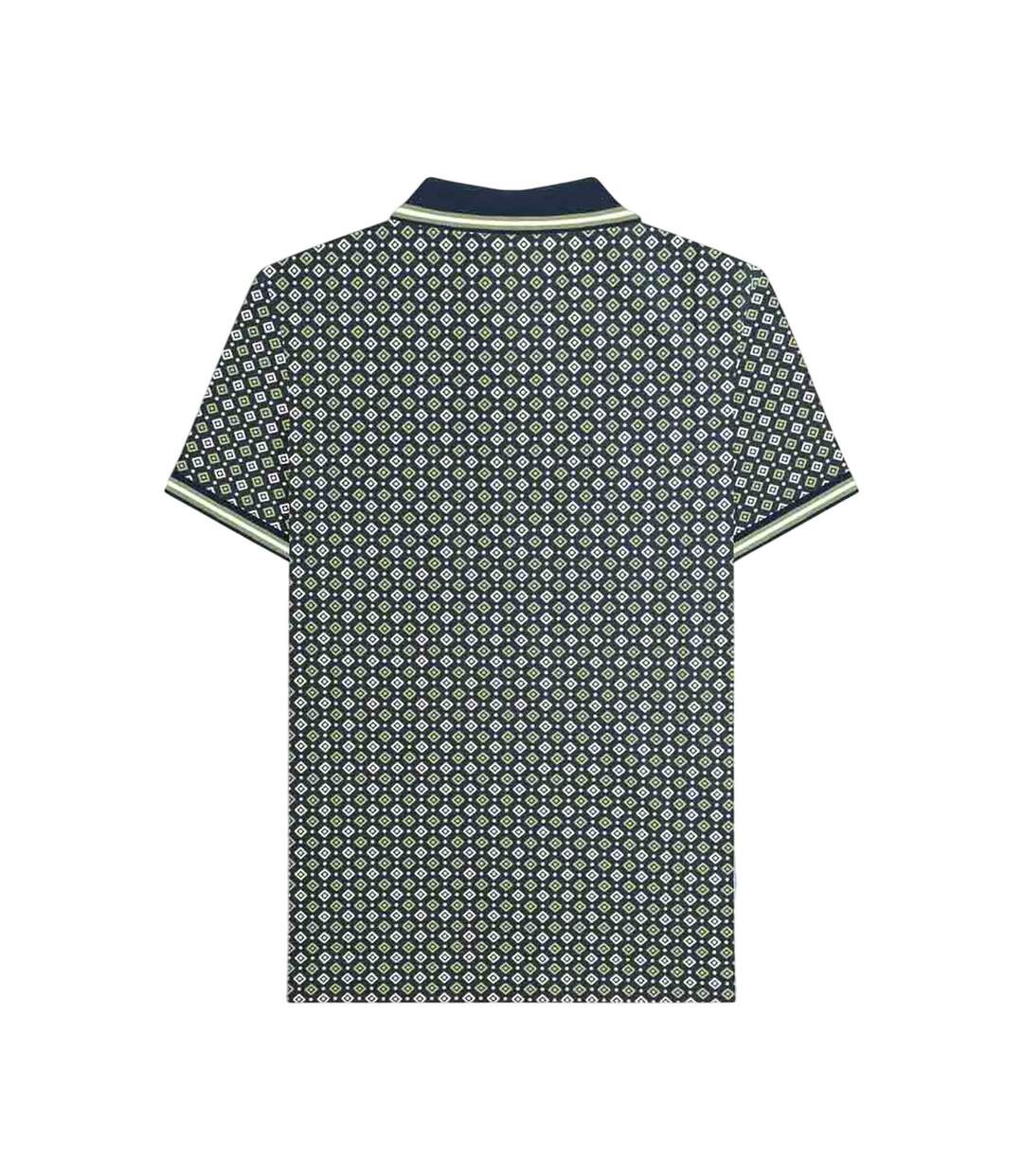 Polo Motif/style Géométrique Homme Bleu Marine Basilic Lambretta-3
