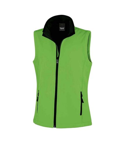 Womens/ladies core printable soft shell bodywarmer vivid green/black Result