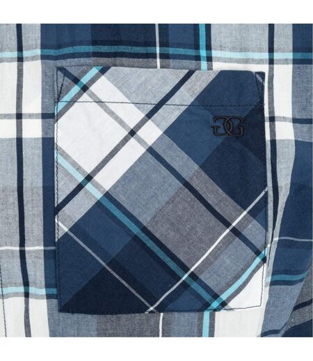 Mens Checkered Short-sleeved Shirt Navy White Giorgio