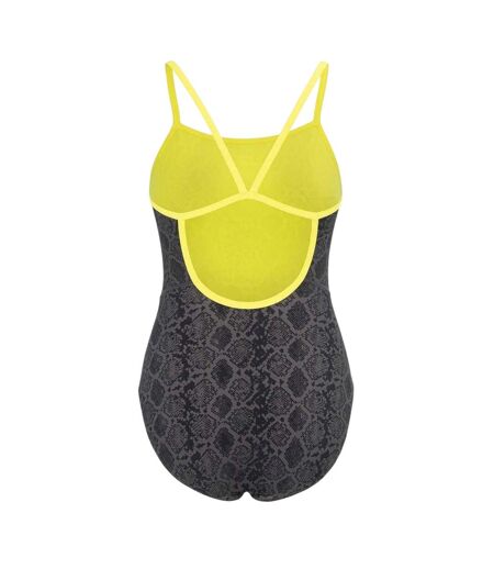 Maillot De Bain 1 Pièce Motif/style Peau De Serpent Femme Noir Vert Slazenger
