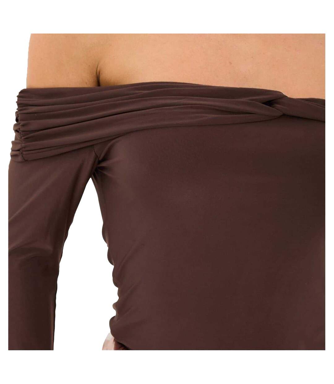 Haut Manches Longues Motif/style Drapé Femme Marron I Saw It First-4