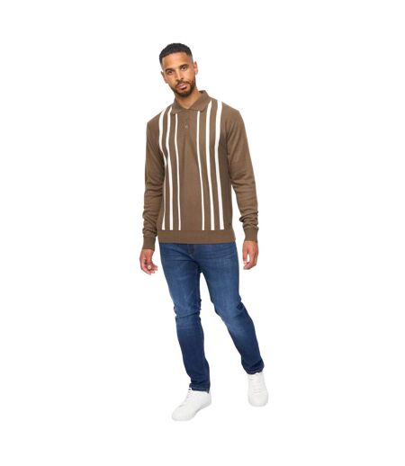 Mens Stalwart Polo Shirt Dark Taupe White Bewley & Ritch