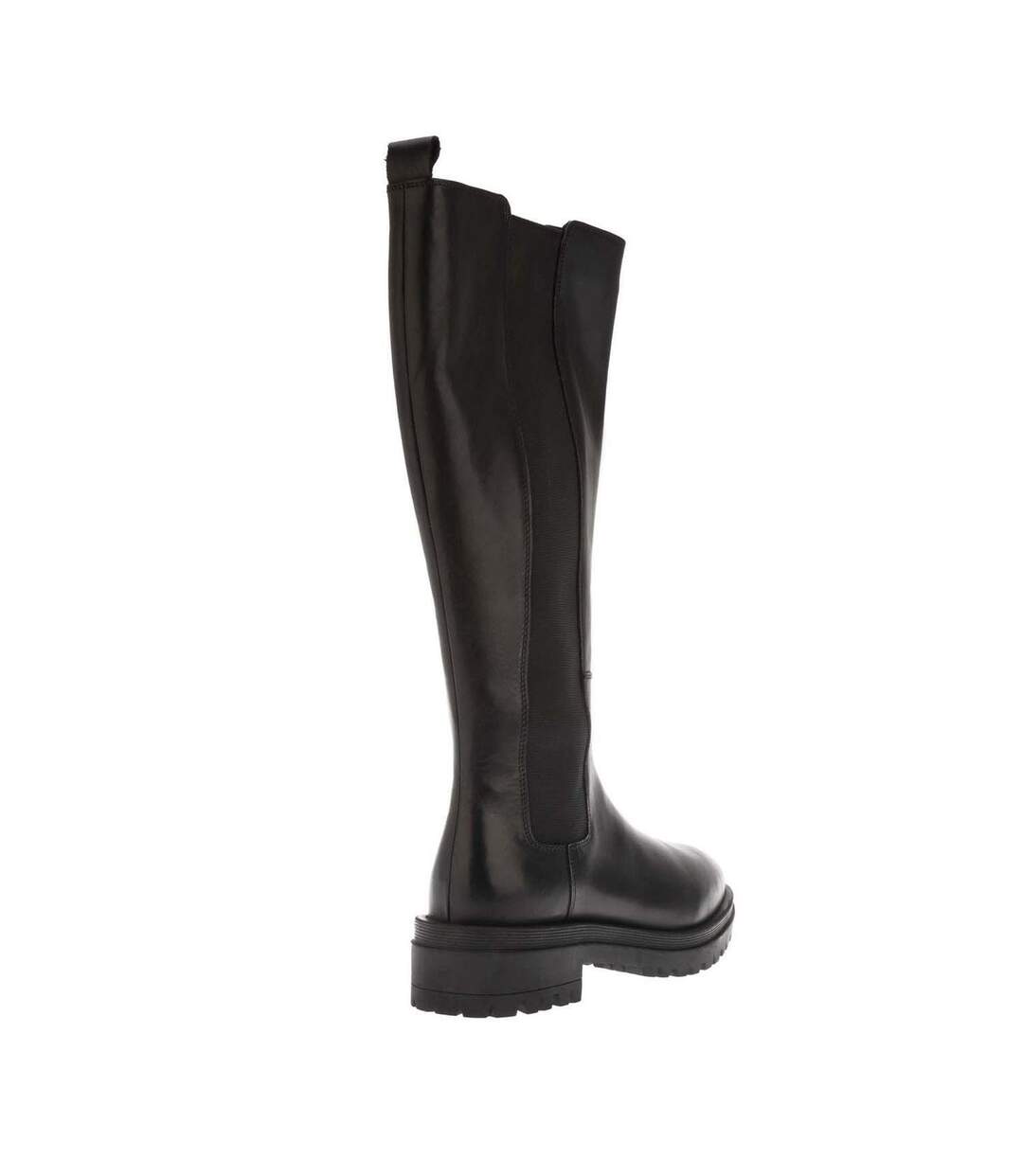 Womens/ladies Leather Elasticated Panel Knee-high Boots Black Dune London-2