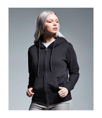 Womens/ladies Organic Full Zip Hoodie Black Anthem