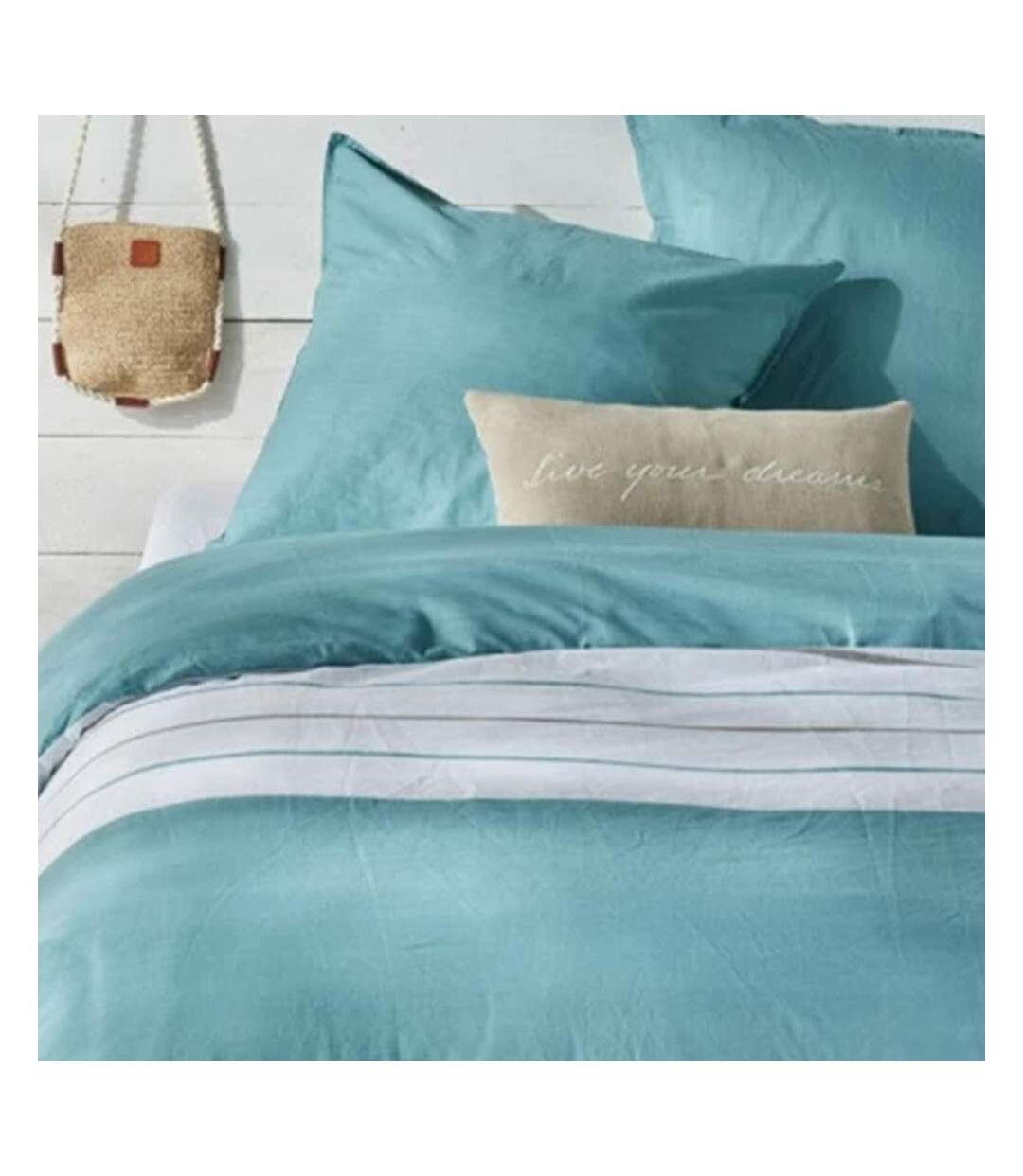 Parure de lit turquoise/blanc today 220x240 oceanic-2