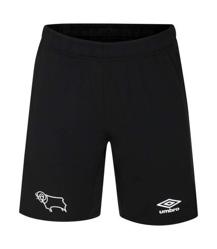 Umbro Mens 23/24 Derby County FC Home Shorts (Black/White)