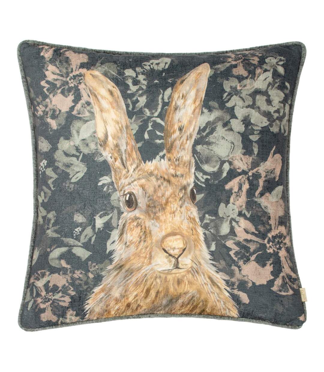 Avebury hare cushion cover 43cm x 43cm navy Evans Lichfield