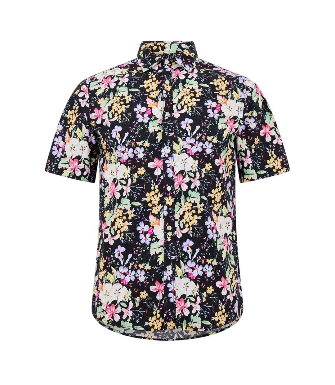 Mens Floral Regular Shirt Black Multicoloured Replay-1