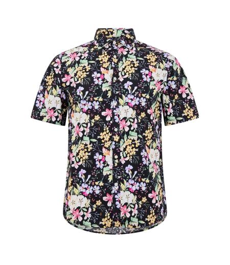 Mens Floral Regular Shirt Black Multicoloured Replay