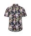 Mens Floral Regular Shirt Black Multicoloured Replay-1