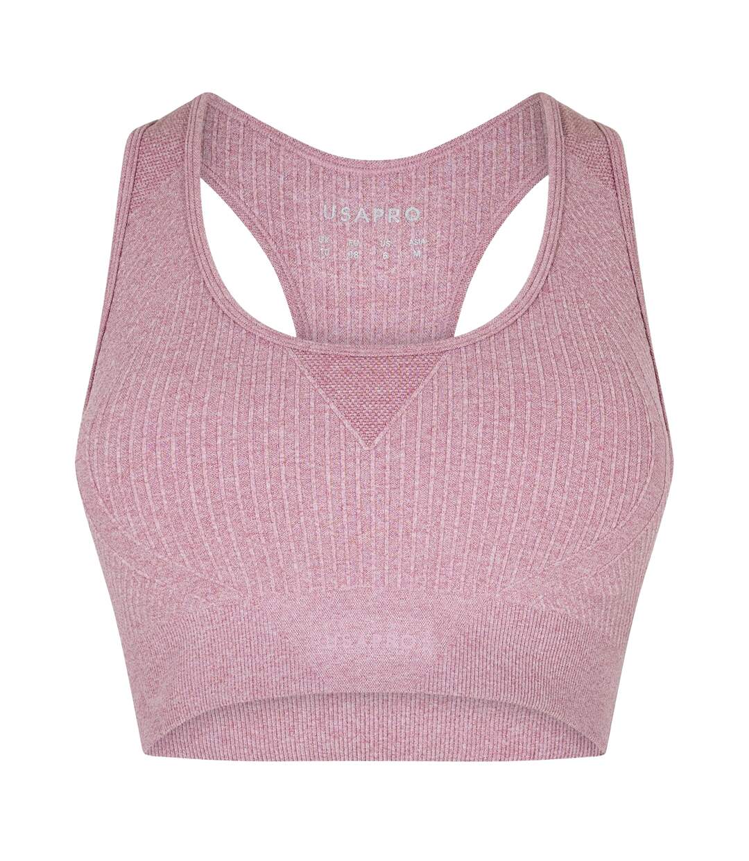Brassière De Sport Motif/style Côtelé Femme Rose Clair USA-2