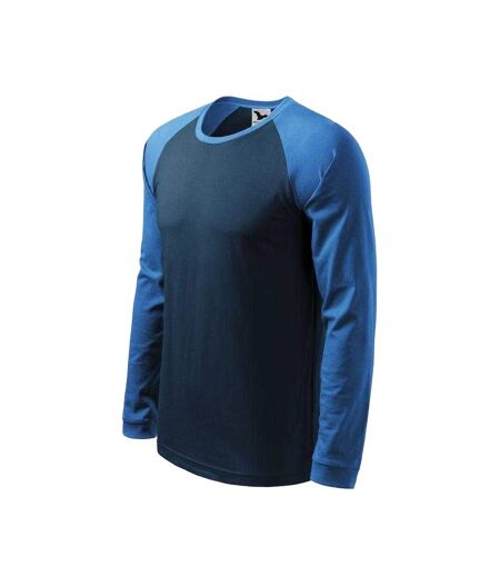 T-shirt Manches Longues Motif/style Contrasté Street Homme Bleu Marine Foncé Malfini