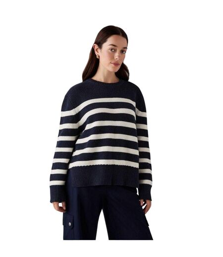 Womens/ladies Serena Striped Sweater Top Navy Finery