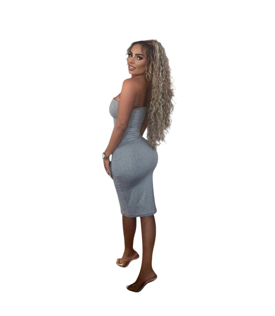 Robe Moulante Femme Gris Honeyz-3