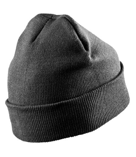 Unisex adult double knit printer patch beanie grey Result Winter Essentials