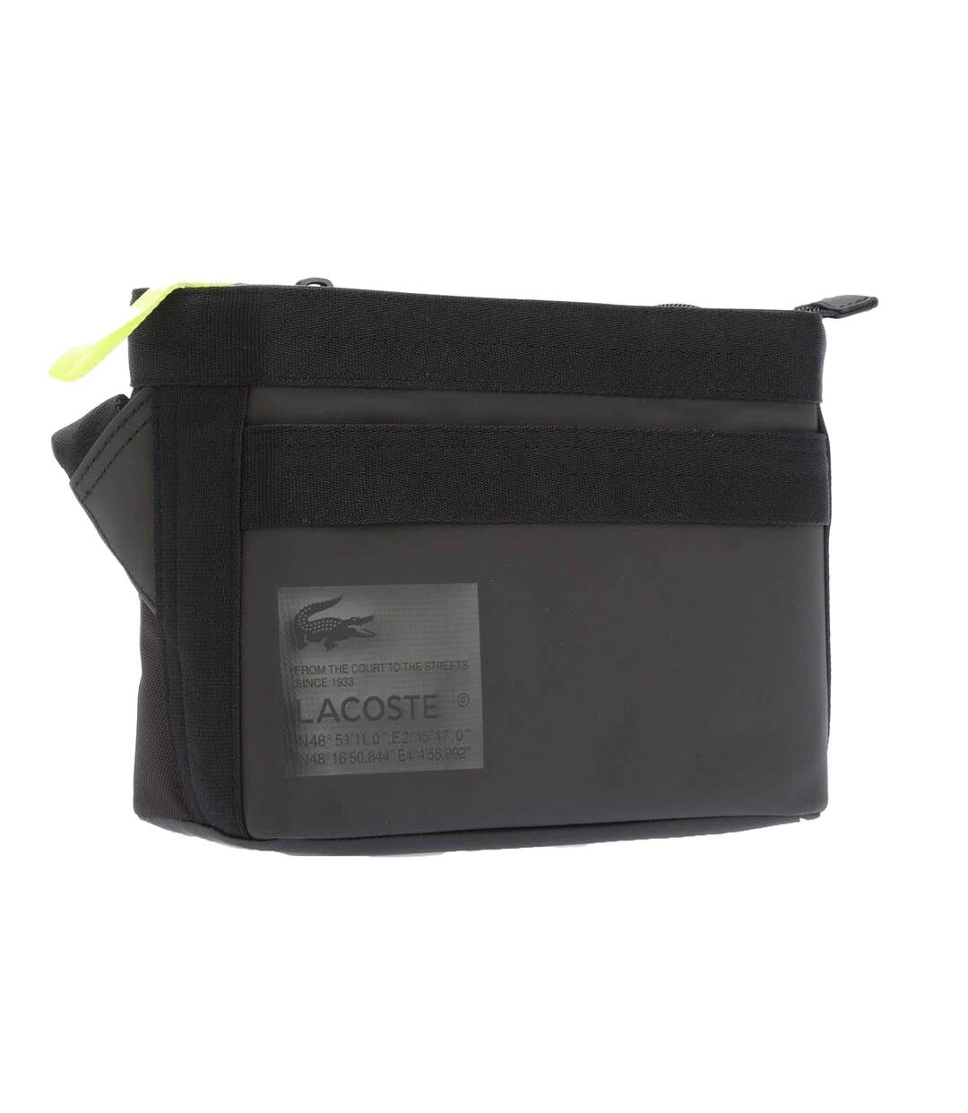 Printed Signature Water Repellent Crossbody Bag One Size Black Lacoste-3