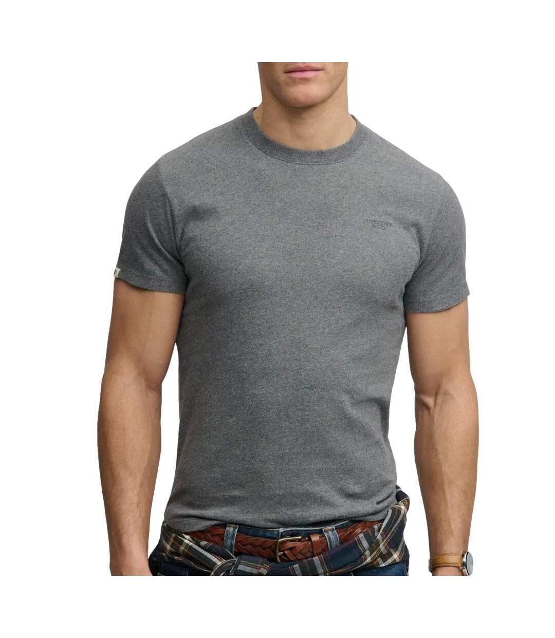 T-Shirt gris clair homme superdry essential-1