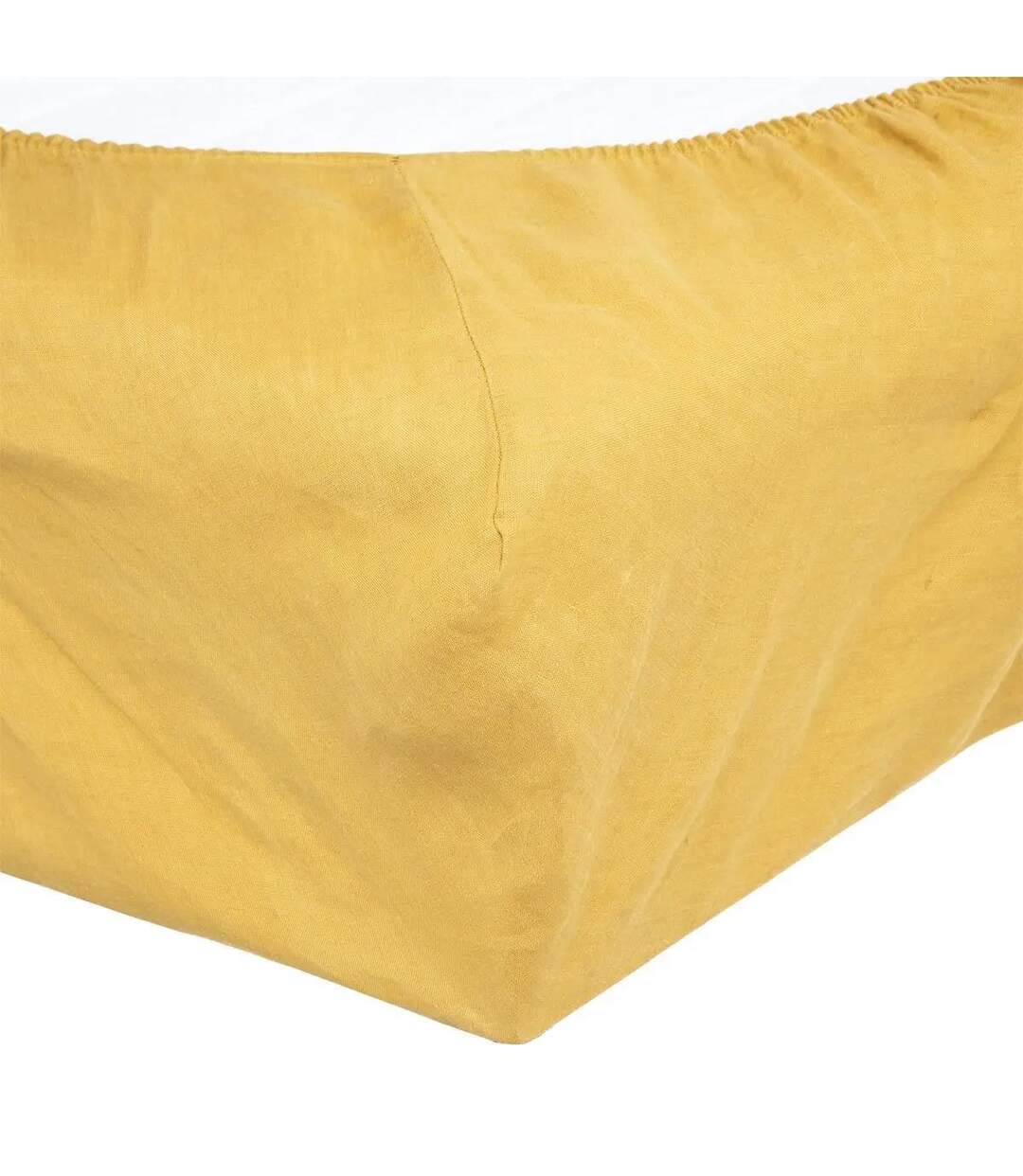 Drap Housse en Lin Adorable 140x190cm Jaune Ocre-2