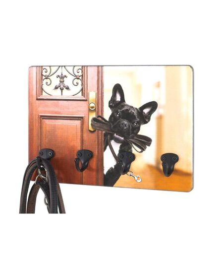 Porte-Clés Mural Chien 30cm Marron & Noir