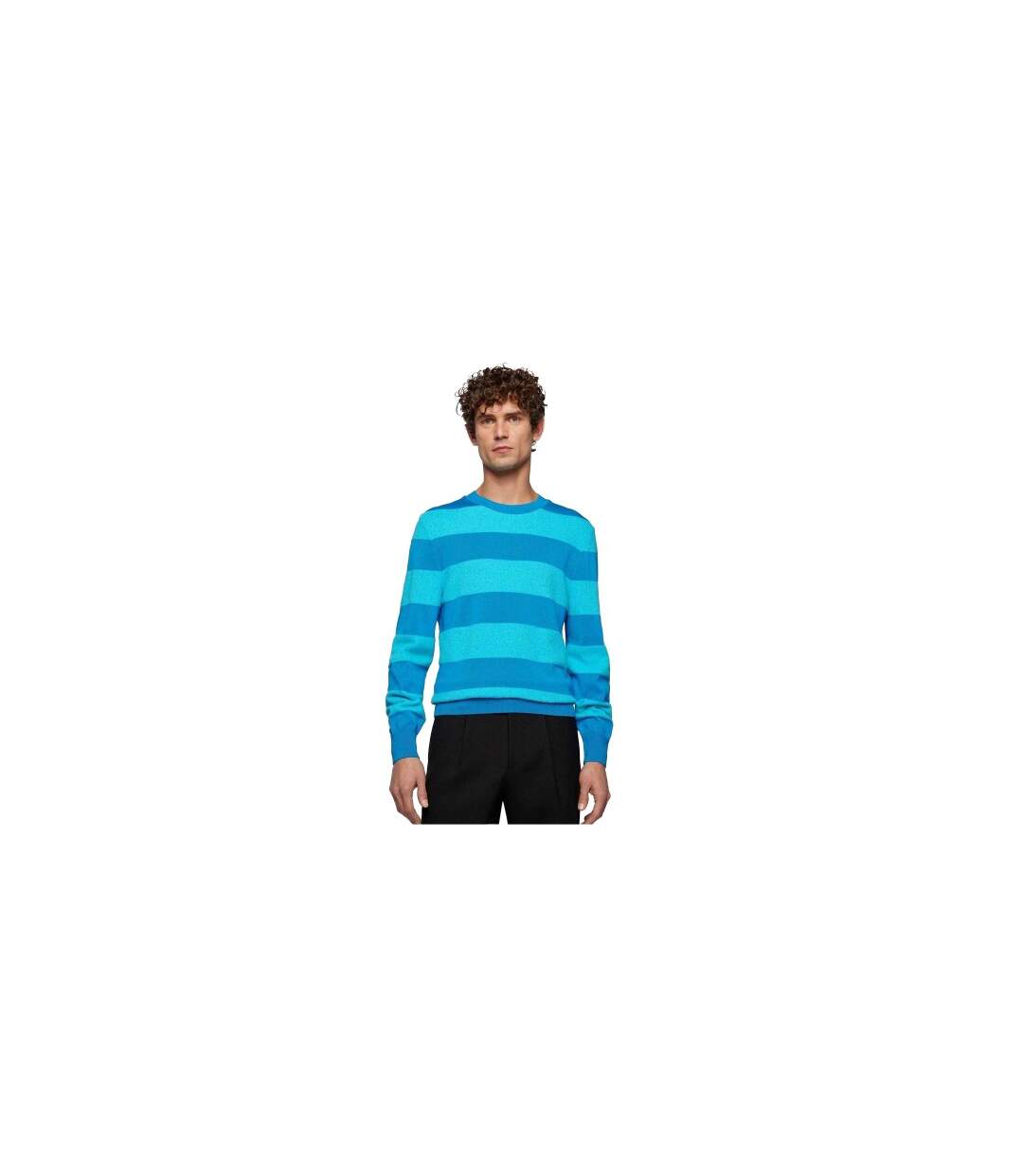 Pull Motif/style Rayures Horizontales Eromeo Homme Bleu Vif Boss-1
