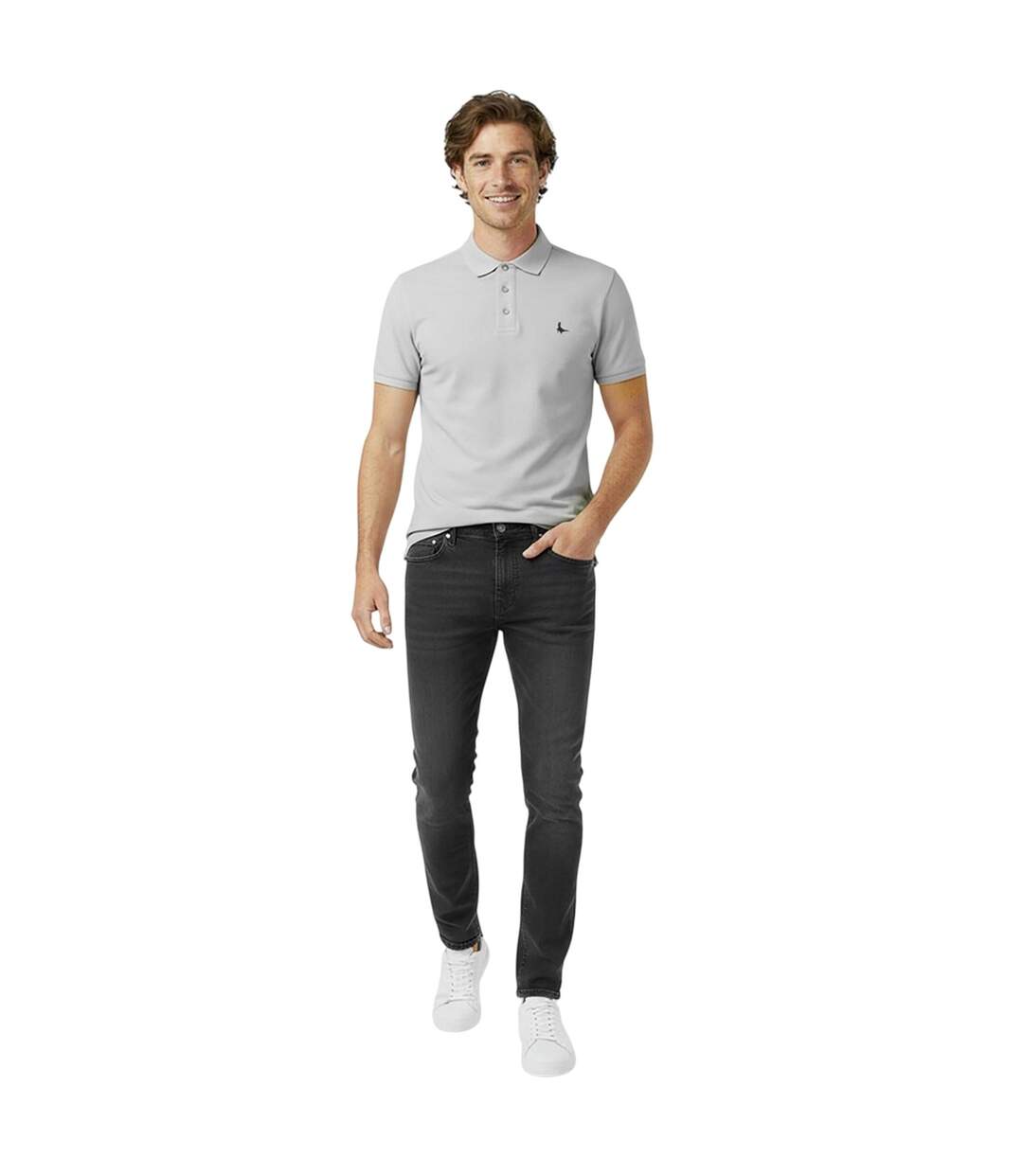 Mens Classic Embroidered Logo Polo Shirt Grey Marl Jack Wills-1