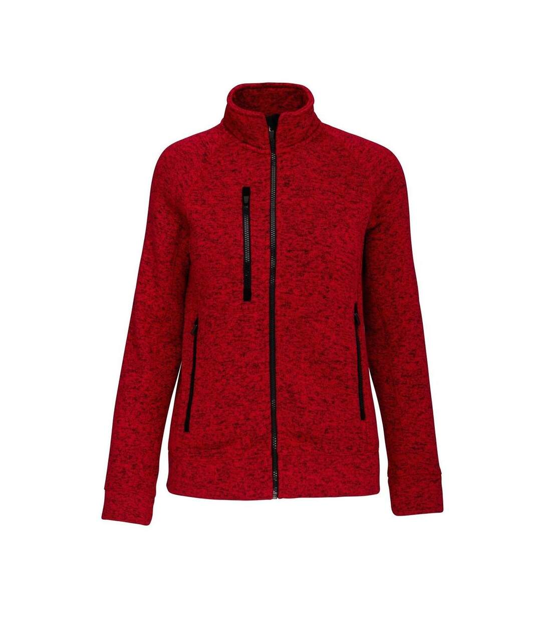 Veste chinée ouverture zippée - femme - K9107 - rouge mélange