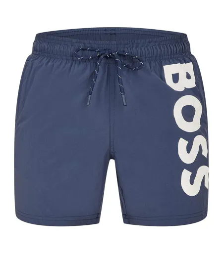 Mens Octopus Bold Logo Swim Shorts Navy Boss