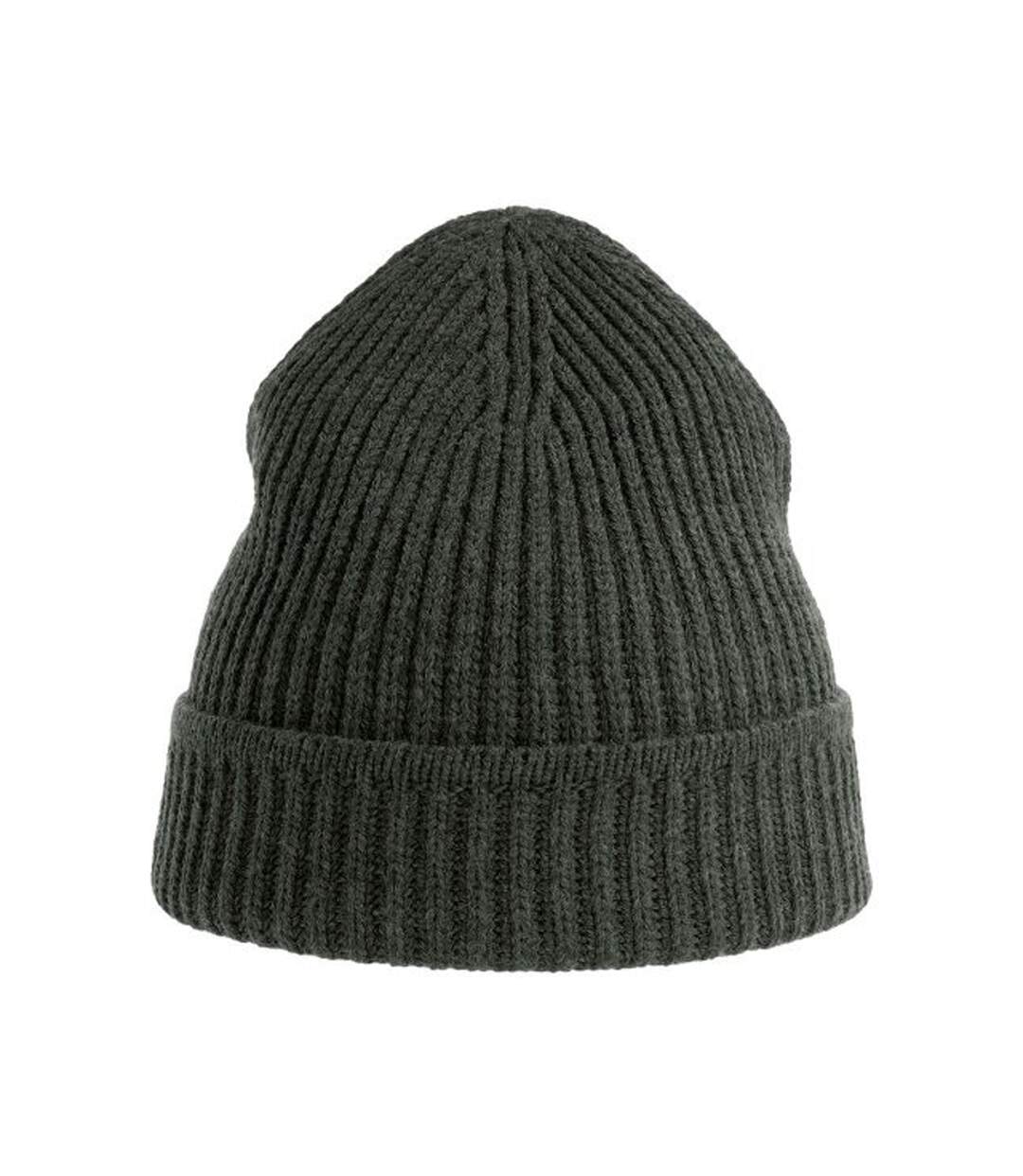 Unisex adult maple ribbed recycled beanie dark grey melange Atlantis-2