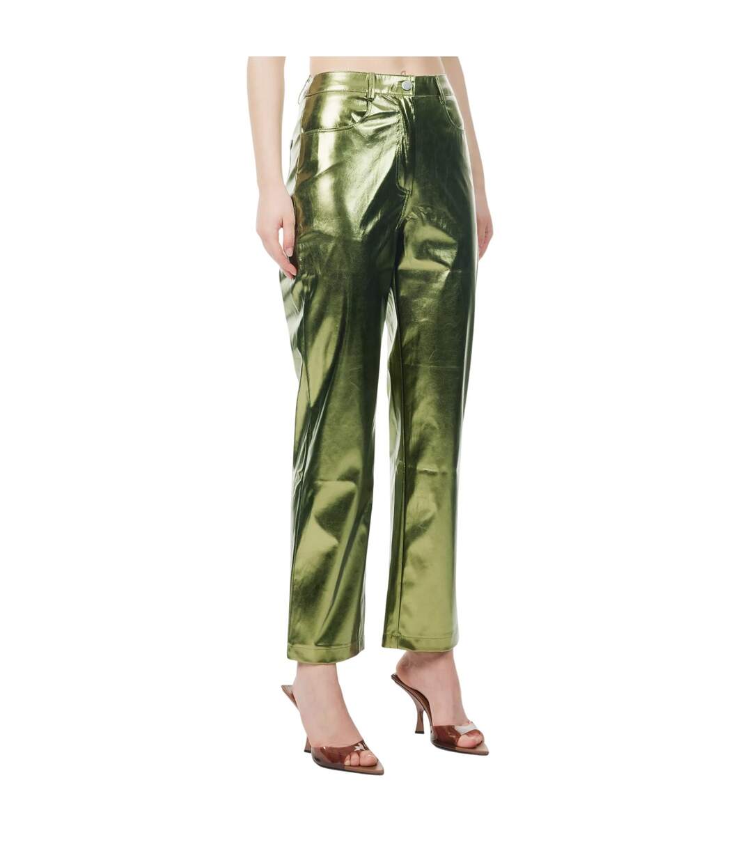 Unisex Adult Lupe Metallic 5 Pockets Trousers Green AmyLynn-4