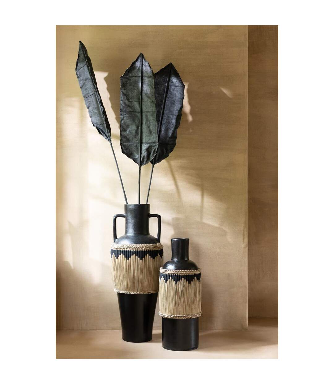 Vase Bouteille Déco Herbes 75cm Noir-3