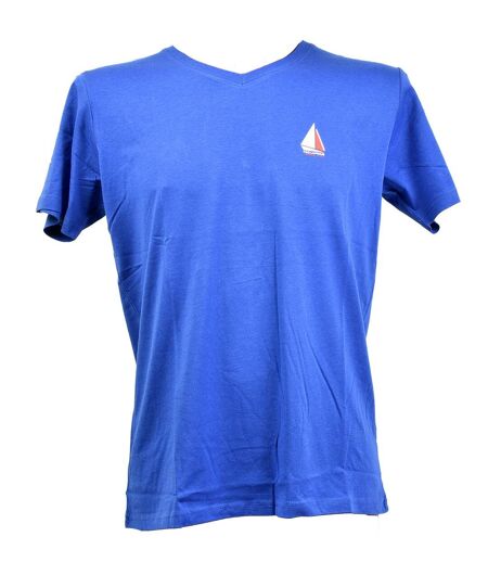 T shirt homme TED LAPIDUS en Coton Confort et Qualité TAYEB Col V Bleu